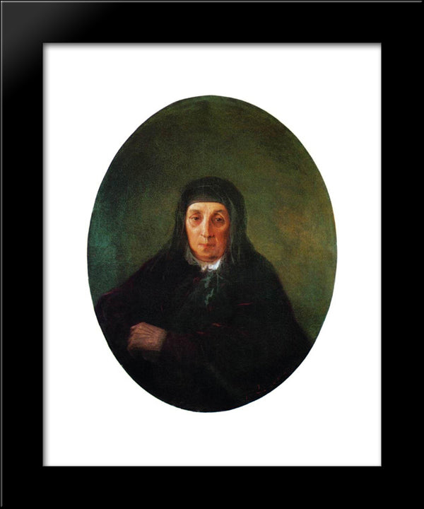 Portrait Of The Artist'S Grandmother Ashkhen 20x24 Black Modern Wood Framed Art Print Poster by Aivazovsky, Ivan