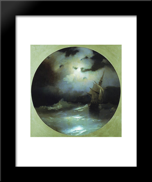 Sea On A Moonlit Night 20x24 Black Modern Wood Framed Art Print Poster by Aivazovsky, Ivan
