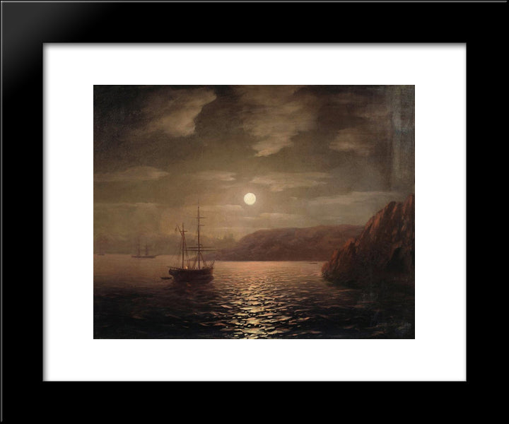 Lunar Night On The Black Sea 20x24 Black Modern Wood Framed Art Print Poster by Aivazovsky, Ivan