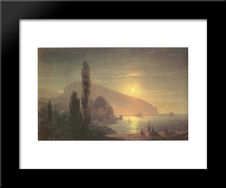 Night At Crimea View On Ayu-Dag 20x24 Black Modern Wood Framed Art Print Poster by Aivazovsky, Ivan