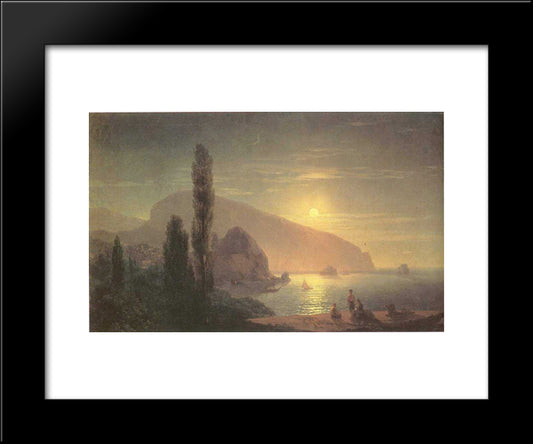Night At Crimea View On Ayu-Dag 20x24 Black Modern Wood Framed Art Print Poster by Aivazovsky, Ivan