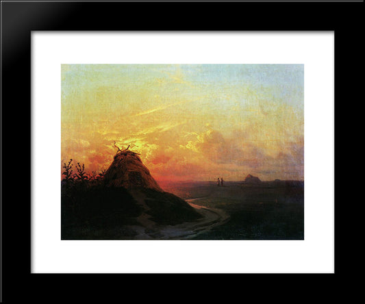 Field. Sunset 20x24 Black Modern Wood Framed Art Print Poster by Aivazovsky, Ivan