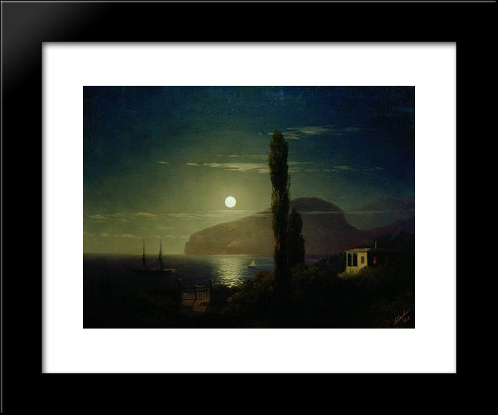 Lunar Night In The Crimea 20x24 Black Modern Wood Framed Art Print Poster by Aivazovsky, Ivan