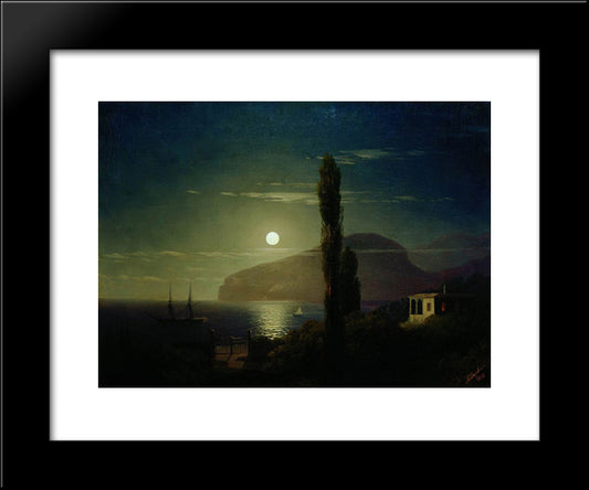 Lunar Night In The Crimea 20x24 Black Modern Wood Framed Art Print Poster by Aivazovsky, Ivan