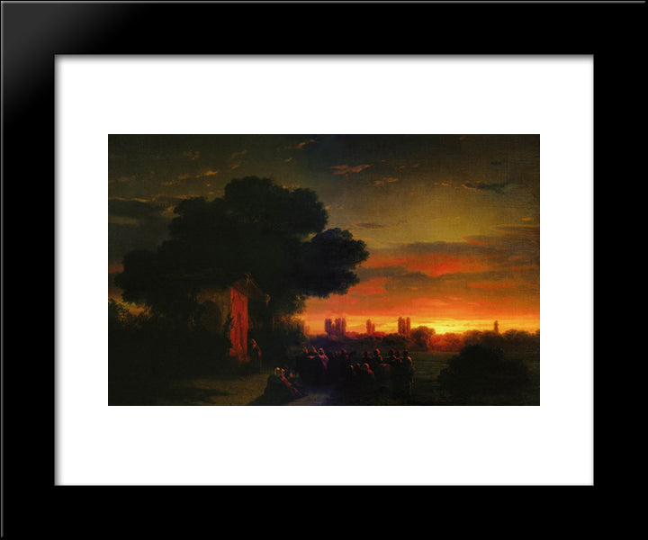 View Of Crimea At Sunset 20x24 Black Modern Wood Framed Art Print Poster by Aivazovsky, Ivan