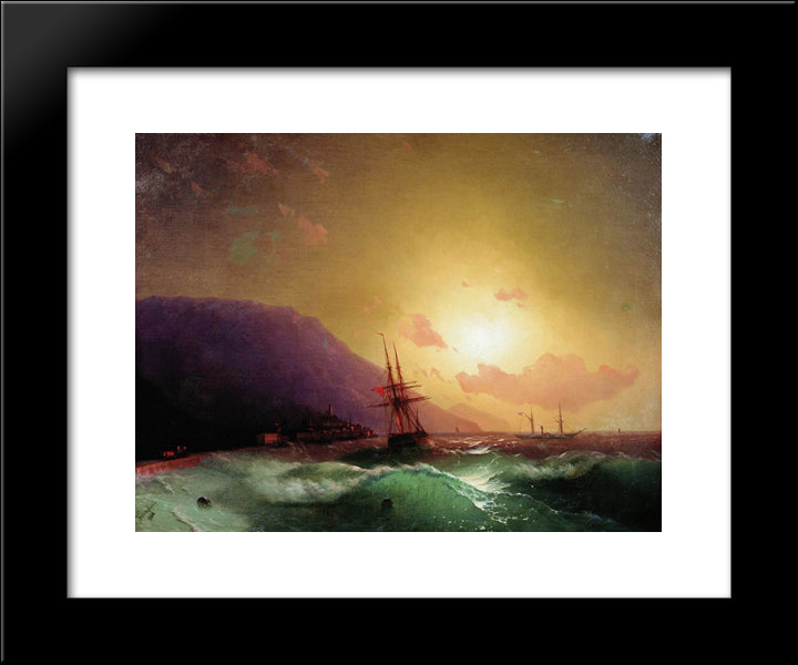 Near Coast Of Yalta 20x24 Black Modern Wood Framed Art Print Poster by Aivazovsky, Ivan
