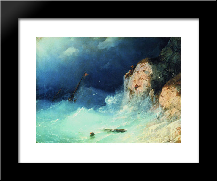 The Shipwreck 20x24 Black Modern Wood Framed Art Print Poster by Aivazovsky, Ivan