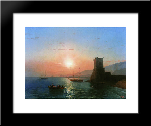 Sunset In Feodosia 20x24 Black Modern Wood Framed Art Print Poster by Aivazovsky, Ivan
