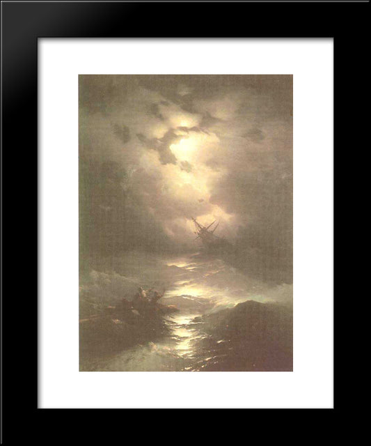 Tempest On The Northern Sea 20x24 Black Modern Wood Framed Art Print Poster by Aivazovsky, Ivan