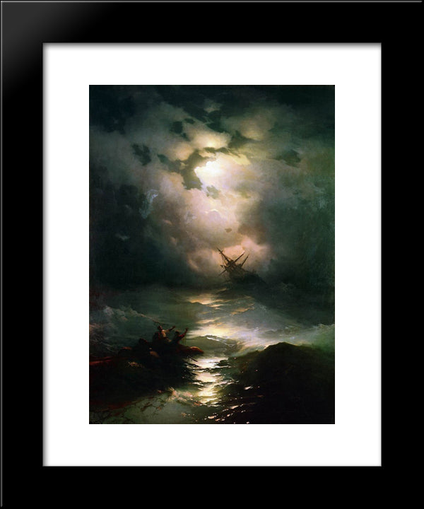 The Shipwreck On Northern Sea 20x24 Black Modern Wood Framed Art Print Poster by Aivazovsky, Ivan