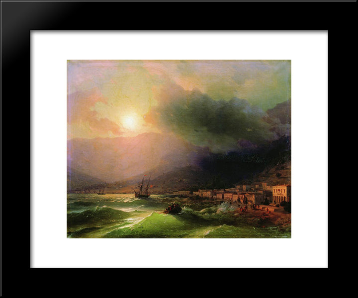 Seaside City. View Of Yalta 20x24 Black Modern Wood Framed Art Print Poster by Aivazovsky, Ivan