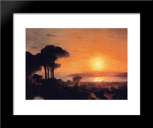 Sunset Over The Golden Horn 20x24 Black Modern Wood Framed Art Print Poster by Aivazovsky, Ivan