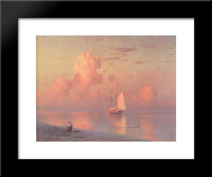 The Sunset 20x24 Black Modern Wood Framed Art Print Poster by Aivazovsky, Ivan