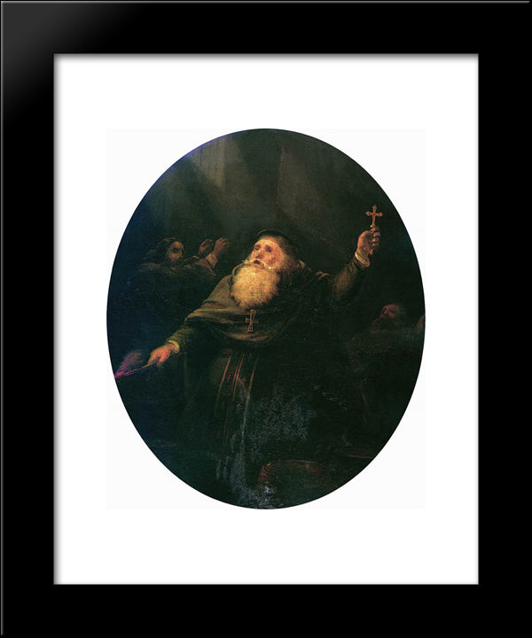 Explosion Of Arkadion Monastery On Crete In 1866 20x24 Black Modern Wood Framed Art Print Poster by Aivazovsky, Ivan