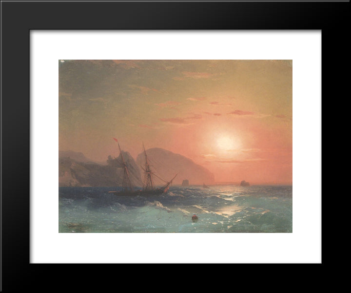 View Of The Ayu Dag, Crimea 20x24 Black Modern Wood Framed Art Print Poster by Aivazovsky, Ivan