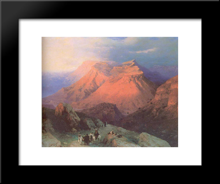 Mountain Village Gunib In Daghestan View From The East 20x24 Black Modern Wood Framed Art Print Poster by Aivazovsky, Ivan