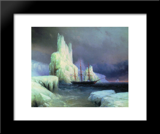 Icebergs In The Atlantic 20x24 Black Modern Wood Framed Art Print Poster by Aivazovsky, Ivan