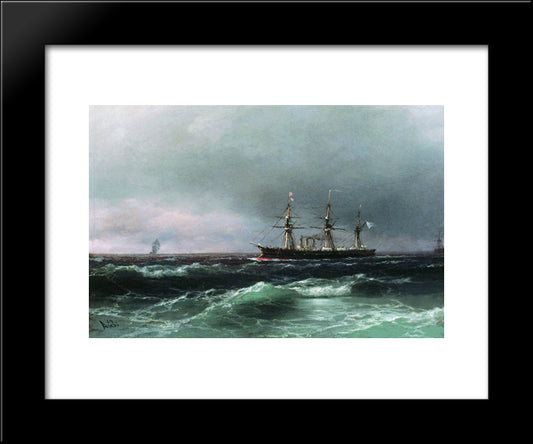 Ship At Sea 20x24 Black Modern Wood Framed Art Print Poster by Aivazovsky, Ivan