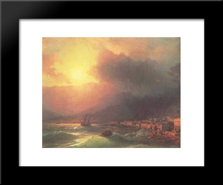 View Of Yalta In Evening 20x24 Black Modern Wood Framed Art Print Poster by Aivazovsky, Ivan
