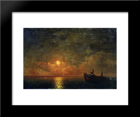 Moonlit Night. Wrecked Ship 20x24 Black Modern Wood Framed Art Print Poster by Aivazovsky, Ivan