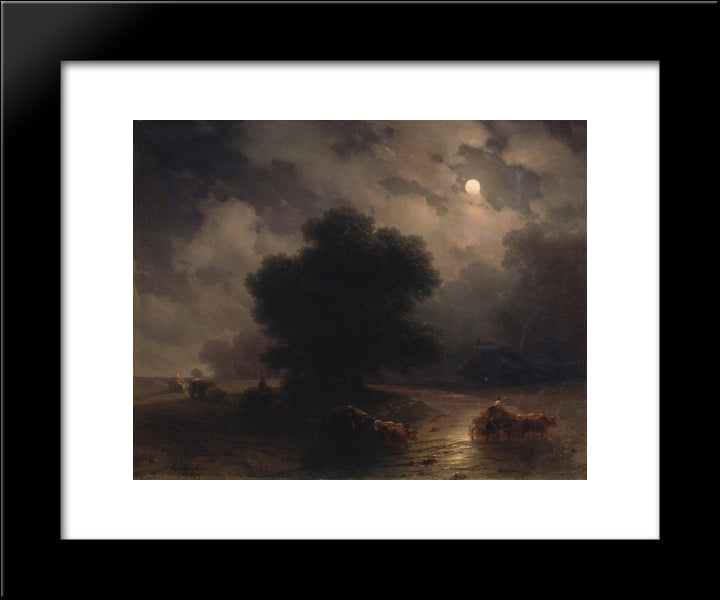 Night In The Ukraine 20x24 Black Modern Wood Framed Art Print Poster by Aivazovsky, Ivan