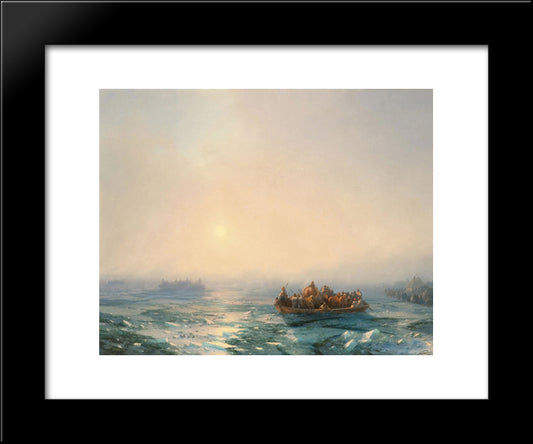 Ice In The Dnieper 20x24 Black Modern Wood Framed Art Print Poster by Aivazovsky, Ivan