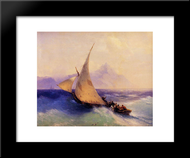 Rescue At Sea 20x24 Black Modern Wood Framed Art Print Poster by Aivazovsky, Ivan