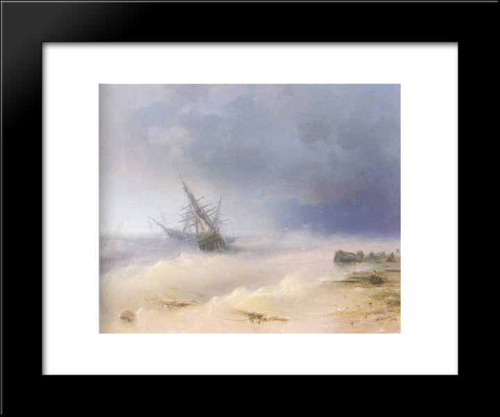 Tempest 20x24 Black Modern Wood Framed Art Print Poster by Aivazovsky, Ivan