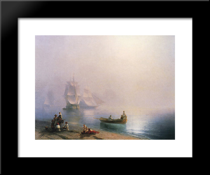 Morning In The Bay Of Naples 20x24 Black Modern Wood Framed Art Print Poster by Aivazovsky, Ivan