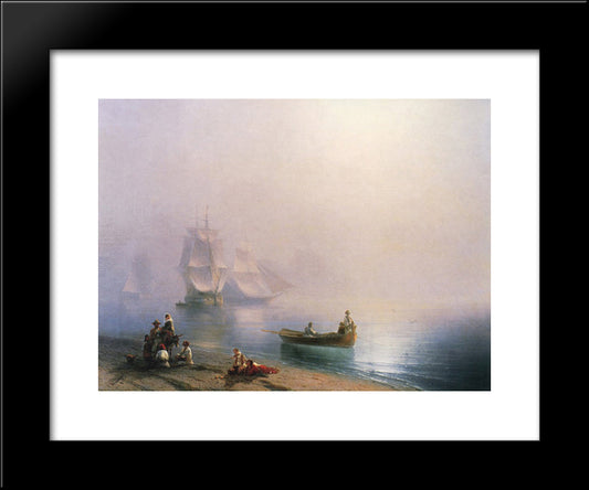 Morning In The Bay Of Naples 20x24 Black Modern Wood Framed Art Print Poster by Aivazovsky, Ivan