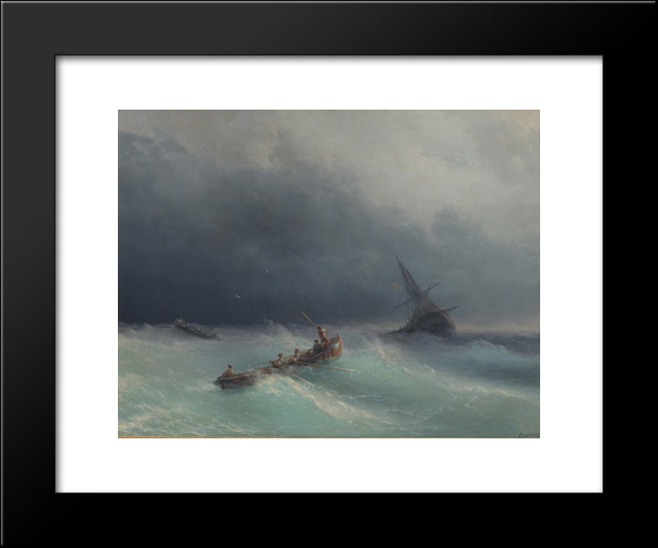 Storm At Sea 20x24 Black Modern Wood Framed Art Print Poster by Aivazovsky, Ivan