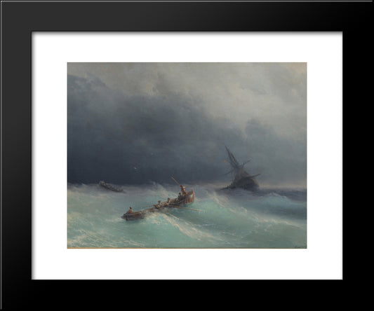 Storm At Sea 20x24 Black Modern Wood Framed Art Print Poster by Aivazovsky, Ivan