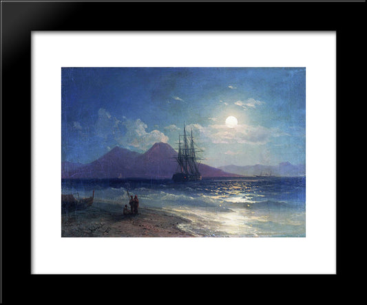 View Of The Sea At Night 20x24 Black Modern Wood Framed Art Print Poster by Aivazovsky, Ivan
