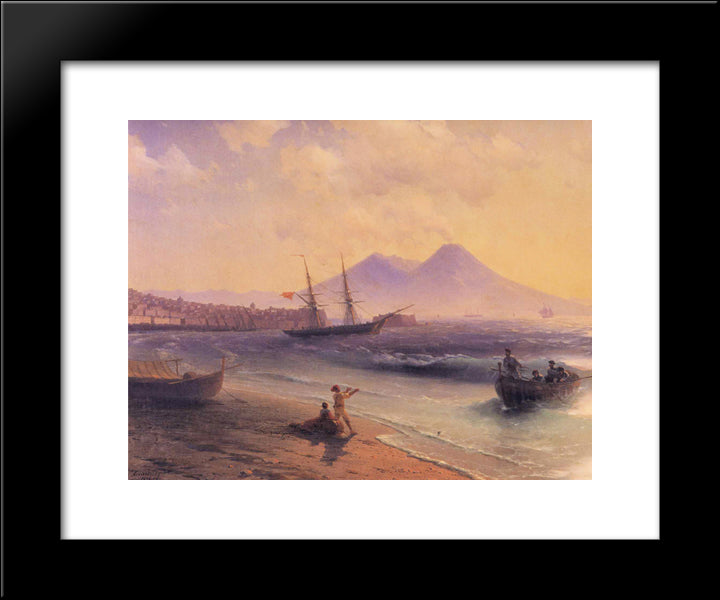 Fishermen Returning Near Naples 20x24 Black Modern Wood Framed Art Print Poster by Aivazovsky, Ivan