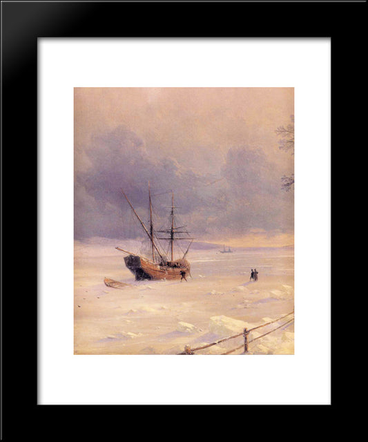 Frozen Bosphorus Under Snow 20x24 Black Modern Wood Framed Art Print Poster by Aivazovsky, Ivan