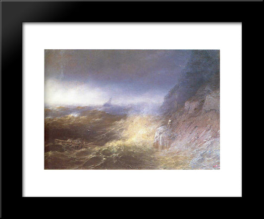 Tempest On The Black Sea 20x24 Black Modern Wood Framed Art Print Poster by Aivazovsky, Ivan