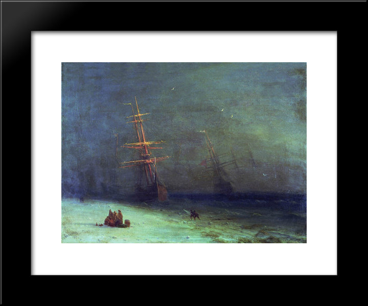 The Shipwreck On Northern Sea 20x24 Black Modern Wood Framed Art Print Poster by Aivazovsky, Ivan