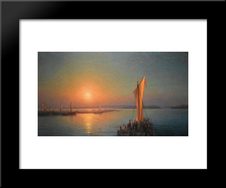 The Varangians On The Dnieper 20x24 Black Modern Wood Framed Art Print Poster by Aivazovsky, Ivan