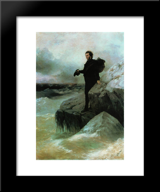 Pushkin'S Farewell To The Black Sea 20x24 Black Modern Wood Framed Art Print Poster by Aivazovsky, Ivan