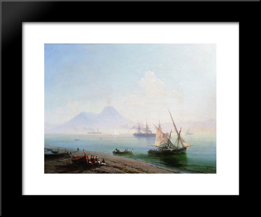 The Bay Of Naples In The Morning 20x24 Black Modern Wood Framed Art Print Poster by Aivazovsky, Ivan