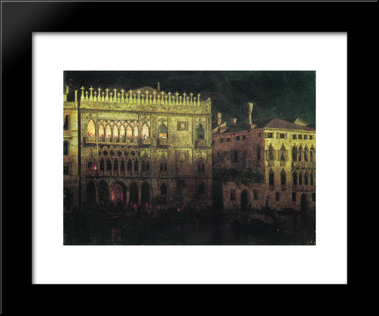 Ka D'Ordo Palace In Venice By Moonlight 20x24 Black Modern Wood Framed Art Print Poster by Aivazovsky, Ivan