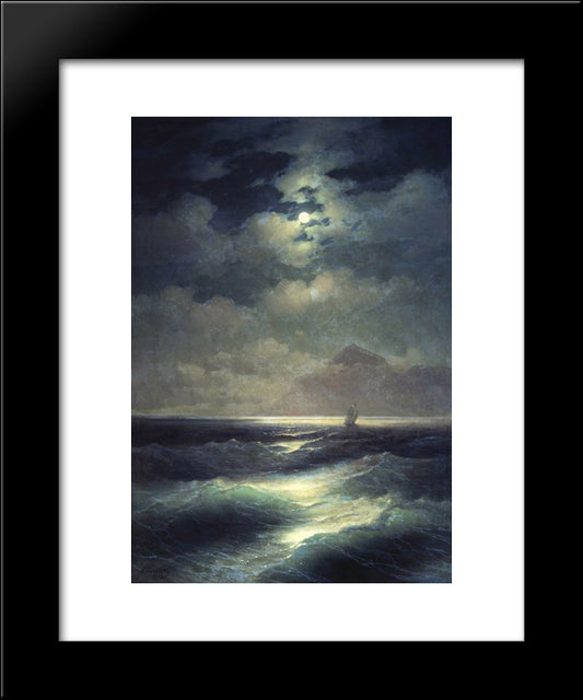 Sea View By Moonlight 20x24 Black Modern Wood Framed Art Print Poster by Aivazovsky, Ivan