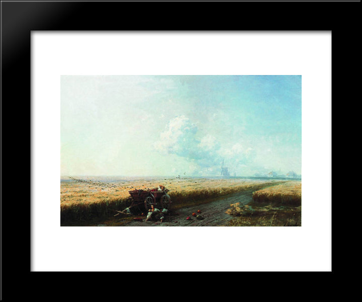 During The Harvest In Ukraine 20x24 Black Modern Wood Framed Art Print Poster by Aivazovsky, Ivan