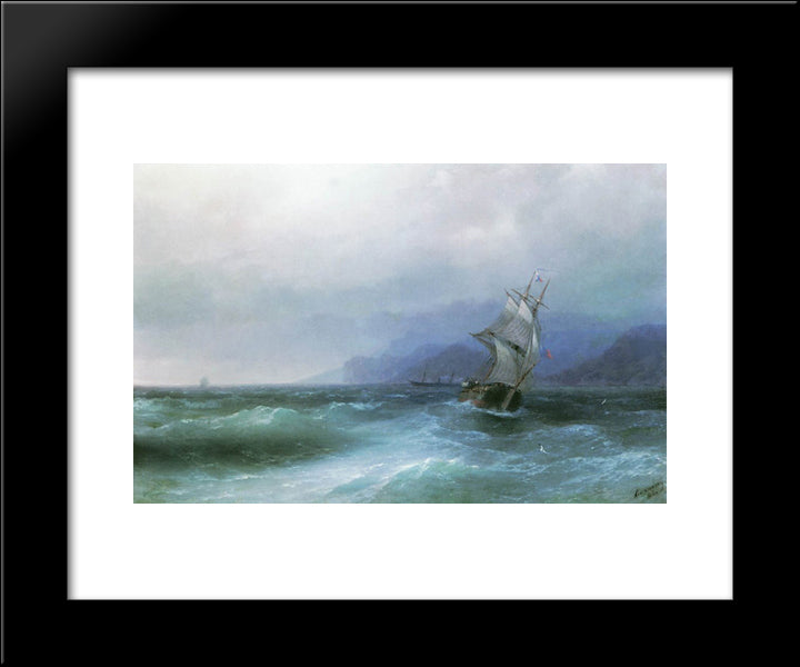 Sailing In The Sea 20x24 Black Modern Wood Framed Art Print Poster by Aivazovsky, Ivan