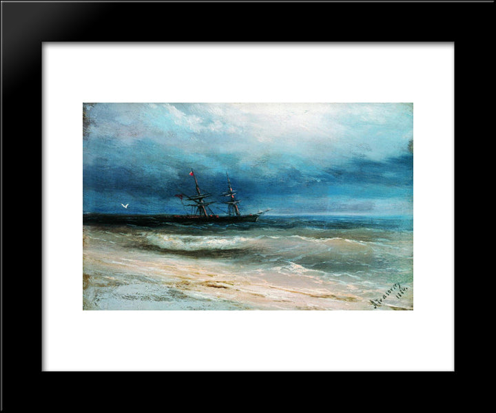 Sea With A Ship 20x24 Black Modern Wood Framed Art Print Poster by Aivazovsky, Ivan