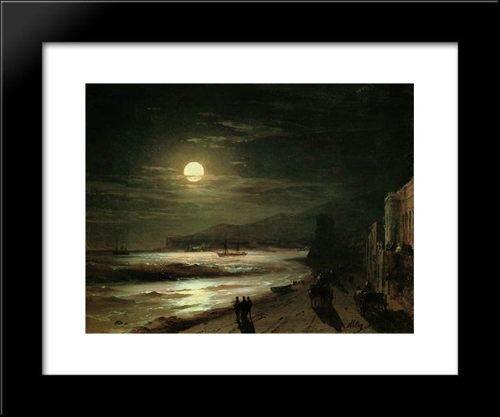 Moon Night 20x24 Black Modern Wood Framed Art Print Poster by Aivazovsky, Ivan