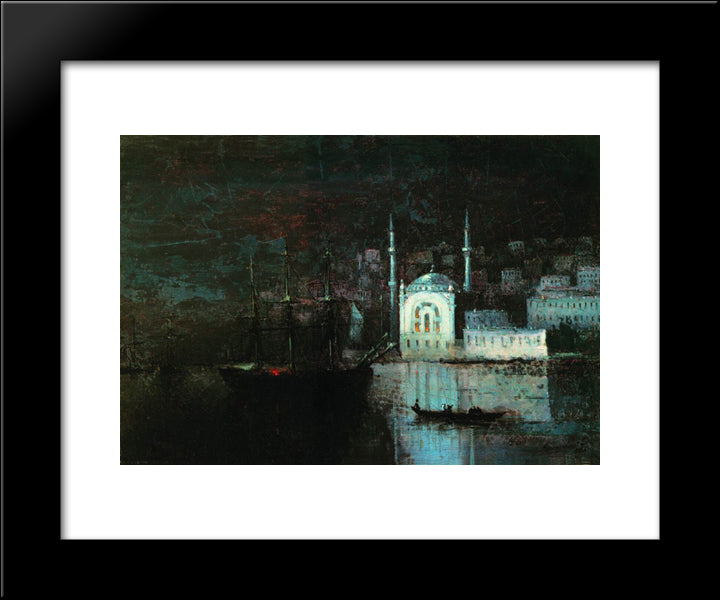 Night Constantinople 20x24 Black Modern Wood Framed Art Print Poster by Aivazovsky, Ivan