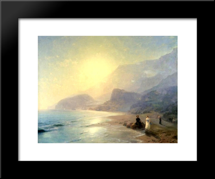 Pushkin And Countess Raevskaya By The Sea Near Gurzuf And Partenit 20x24 Black Modern Wood Framed Art Print Poster by Aivazovsky, Ivan