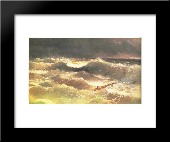 Tempest 20x24 Black Modern Wood Framed Art Print Poster by Aivazovsky, Ivan