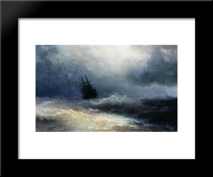 Ship In A Storm 20x24 Black Modern Wood Framed Art Print Poster by Aivazovsky, Ivan